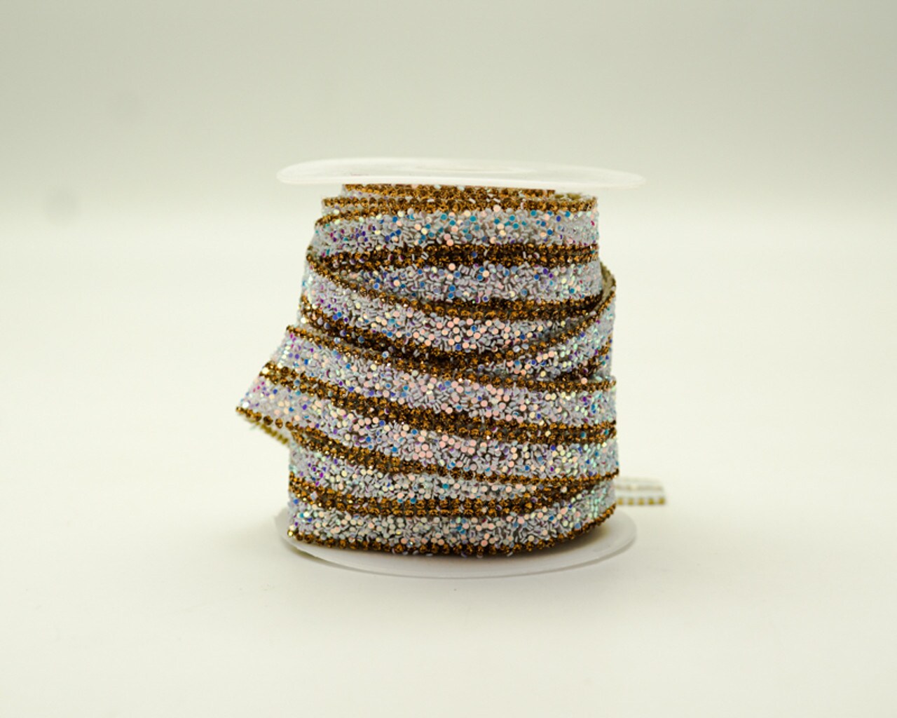 3/4" x 5 Yards Gold AB Crystal Cluster Iron-On Rhinestone Trim